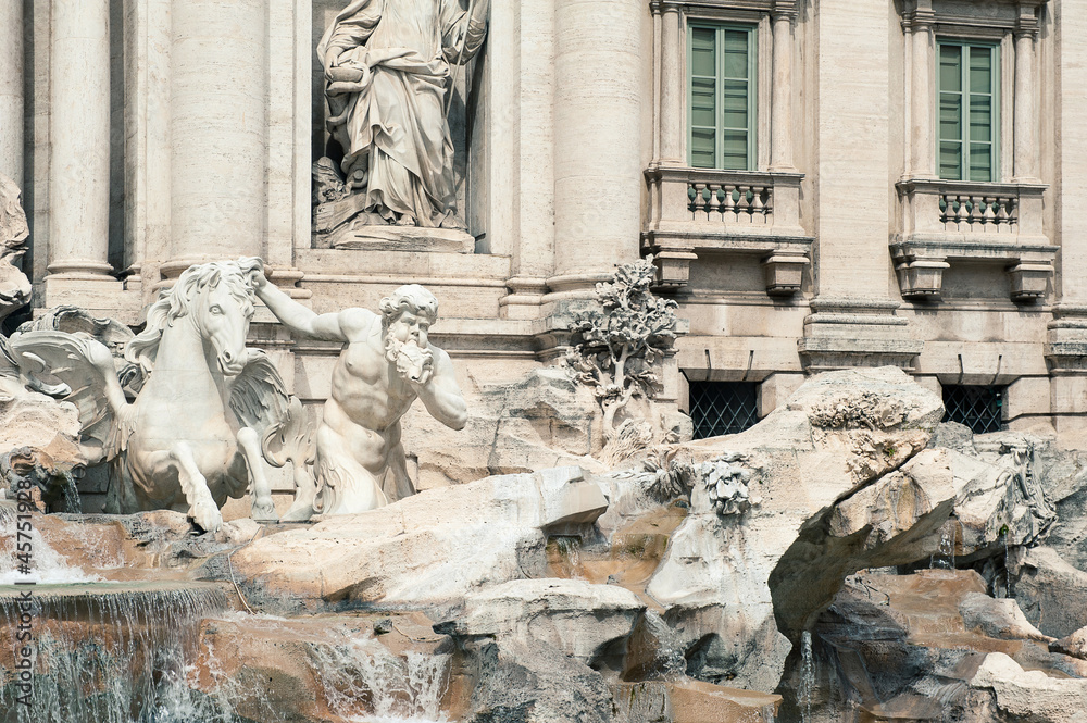 Trevi Fountain detail in Rome, Italy. Trevi Fountain detail in Rome, Italy.