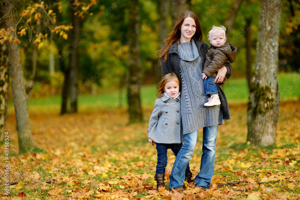 Young mother and her two daughters