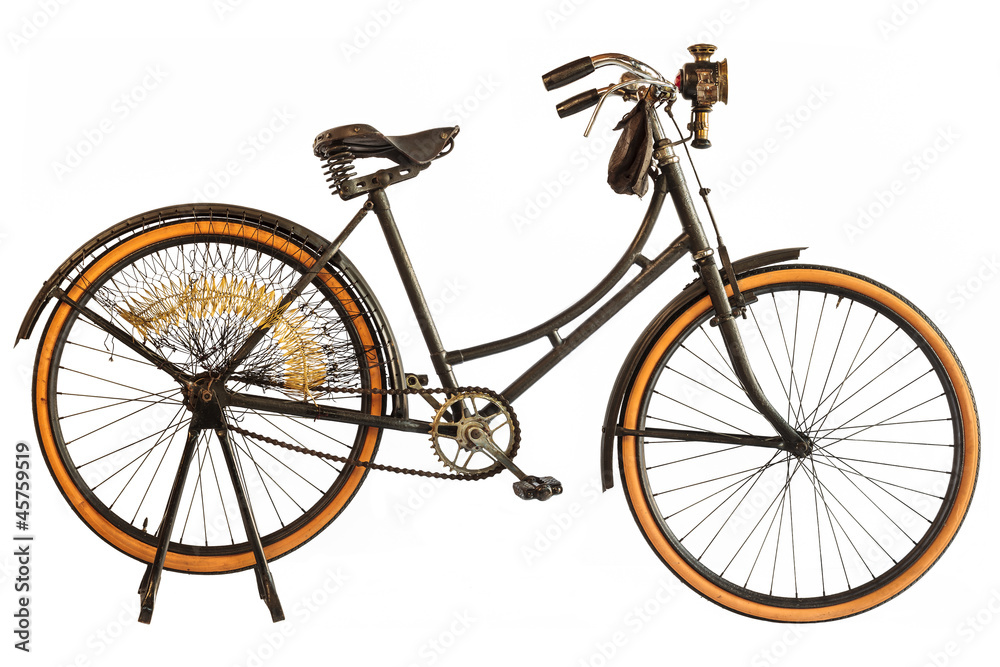 Vintage early twentieth century bicycle isolated on white