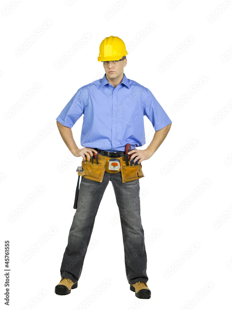 construction worker with hard hat and tools construction worker with hard hat and tools