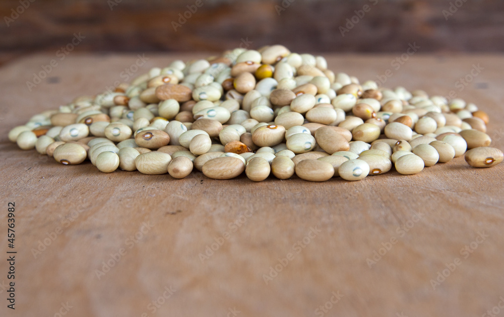Hill of beans on the wooden table Hill of beans on the wooden table