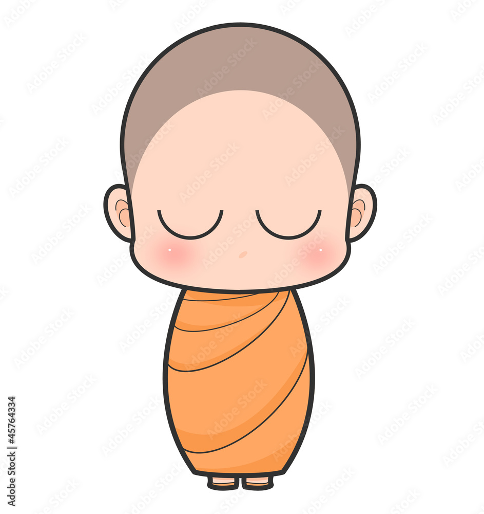 Buddhist Monk cartoon Stock Illustration | Adobe Stock