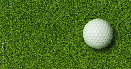 Golf Ball on Green Grass with Copy Space