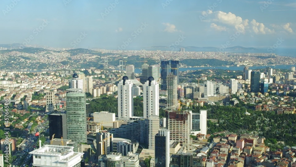 Aerial view of modern buildings and Bosphorus strait in Istanbul Aerial view of modern buildings and Bosphorus strait in Istanbul