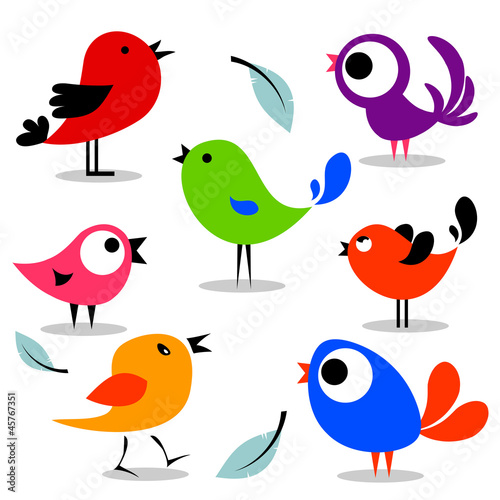 Various colorful birds set © paw