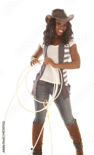 cowgirl smile holding rope