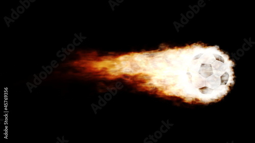 Burning soccer ball with fire tail