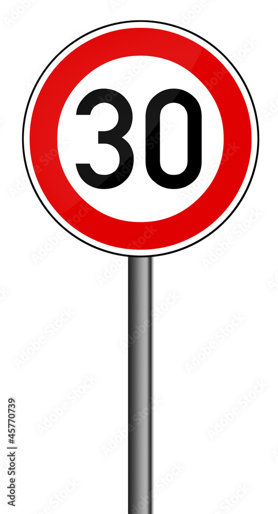 Verkehrsschild Geschwindigkeitsbegrenzung 30km/h Verkehrsschild Geschwindigkeitsbegrenzung 30km/h