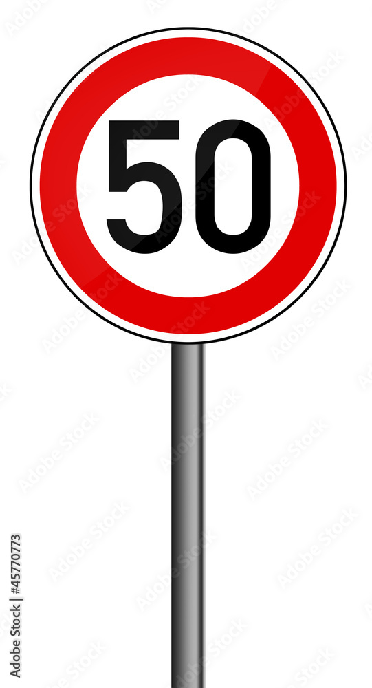 Verkehrsschild Geschwindigkeitsbegrenzung 50km/h Verkehrsschild Geschwindigkeitsbegrenzung 50km/h