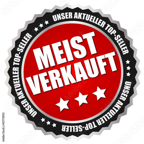 Button "Meist verkauft" Rot/Schwarz/Silber