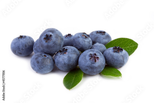 Wallpaper Mural fresh blueberry with leaves isolated on white Torontodigital.ca