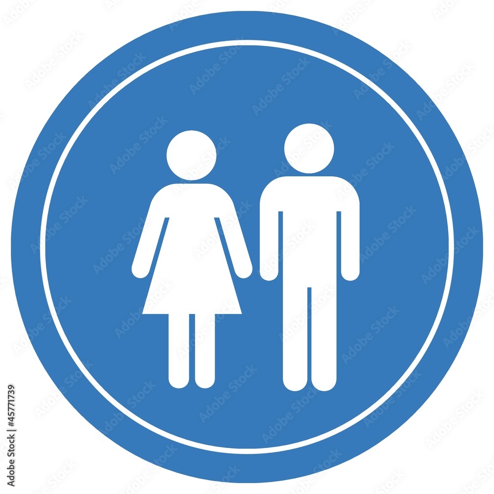 Couple dans un panneau rond bleu Couple dans un panneau rond bleu