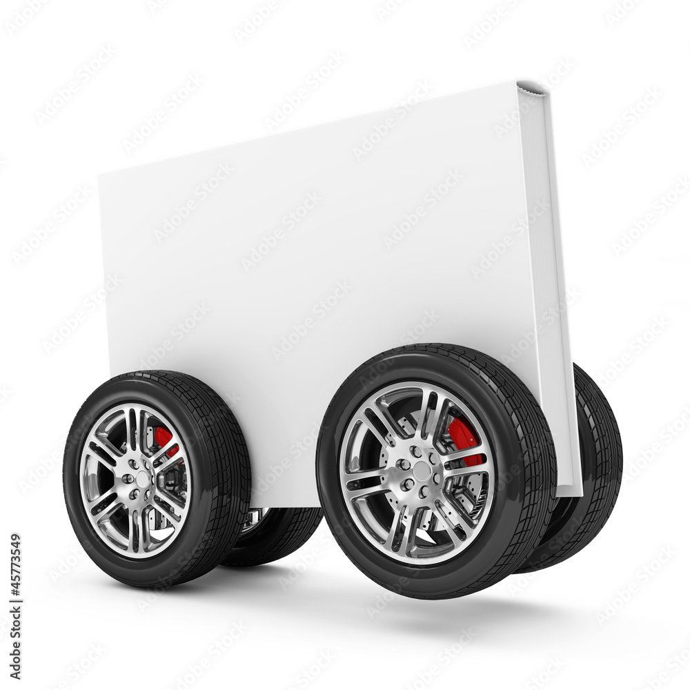 Blank Book on Wheels isolated on white background Blank Book on Wheels isolated on white background