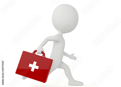 3d humanoid character with a first aid kit