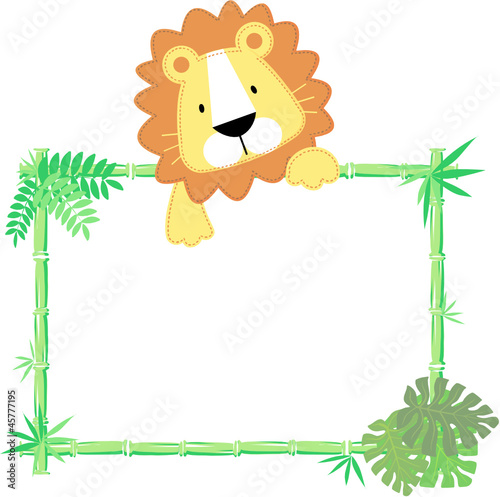 baby lion with blank sign
