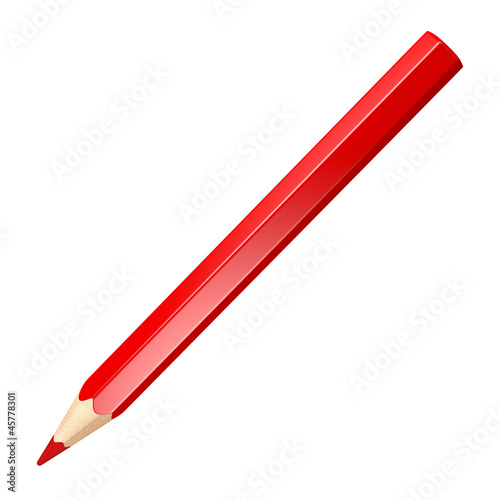 red pencil on a white background
