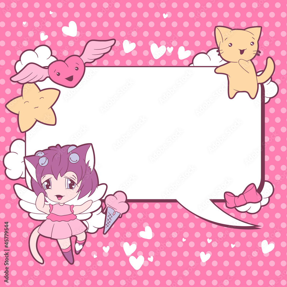 Background with doodle. Vector cute kawaii illustration. Background with doodle. Vector cute kawaii illustration.
