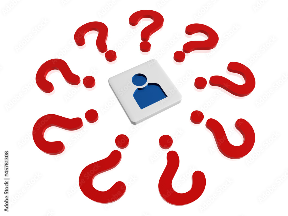 person sign with red question-marks person sign with red question-marks