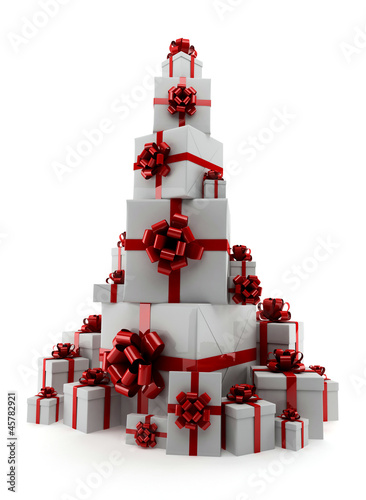 Pile of gifts on a white background