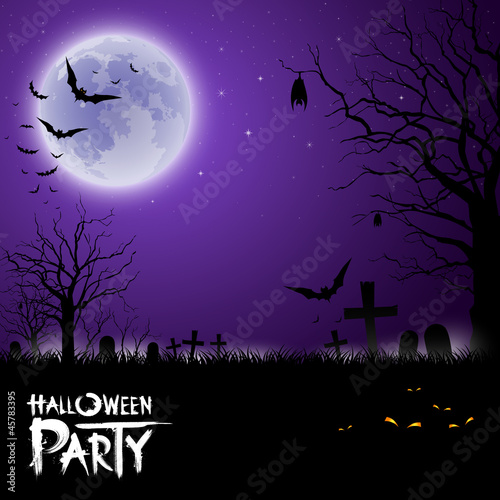 Halloween scary on purple background, vector