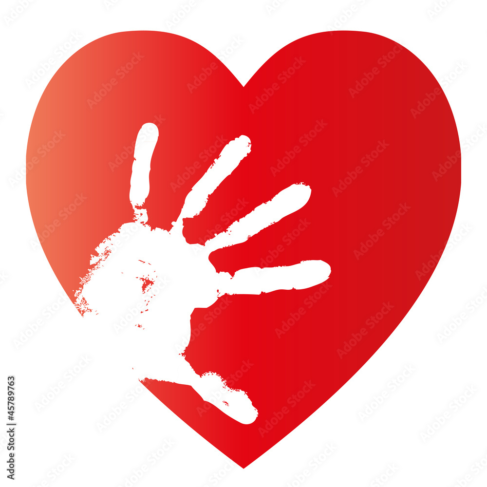 High resolution conceptual human heart print with a hand High resolution conceptual human heart print with a hand
