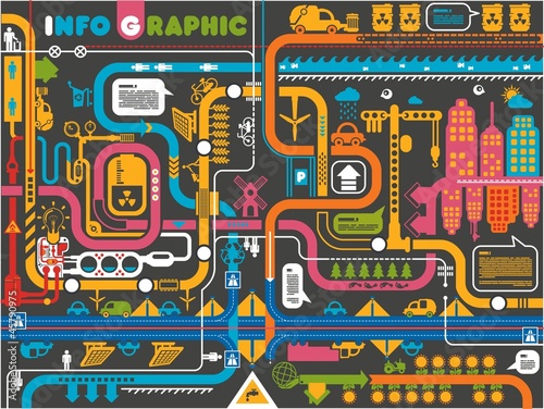 city info graphic, industry and ecology vector elements