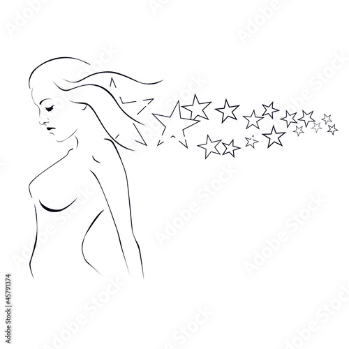 Silhouette Of A Girl With Stardust