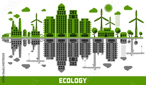 ecology versus pollution vector elements