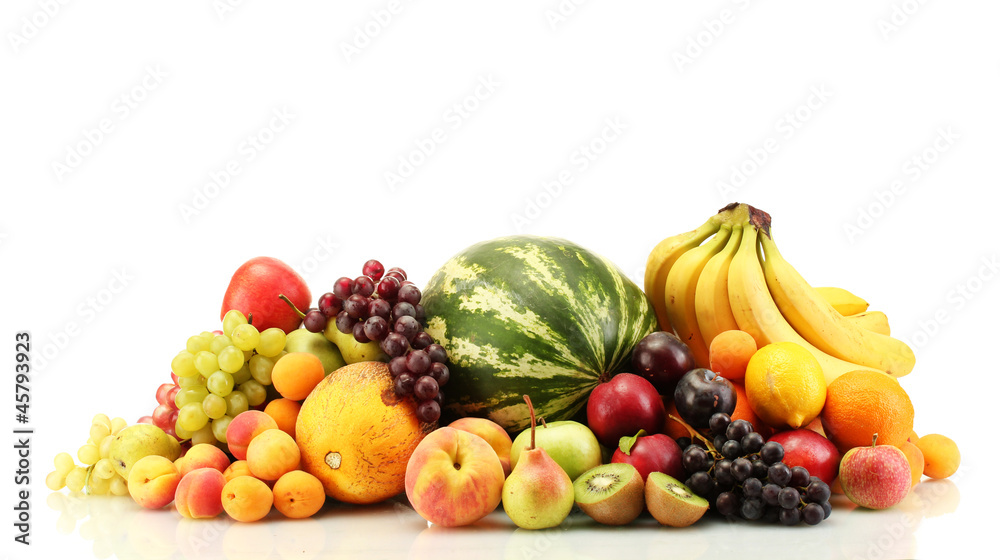 Assortment of exotic fruits isolated on white