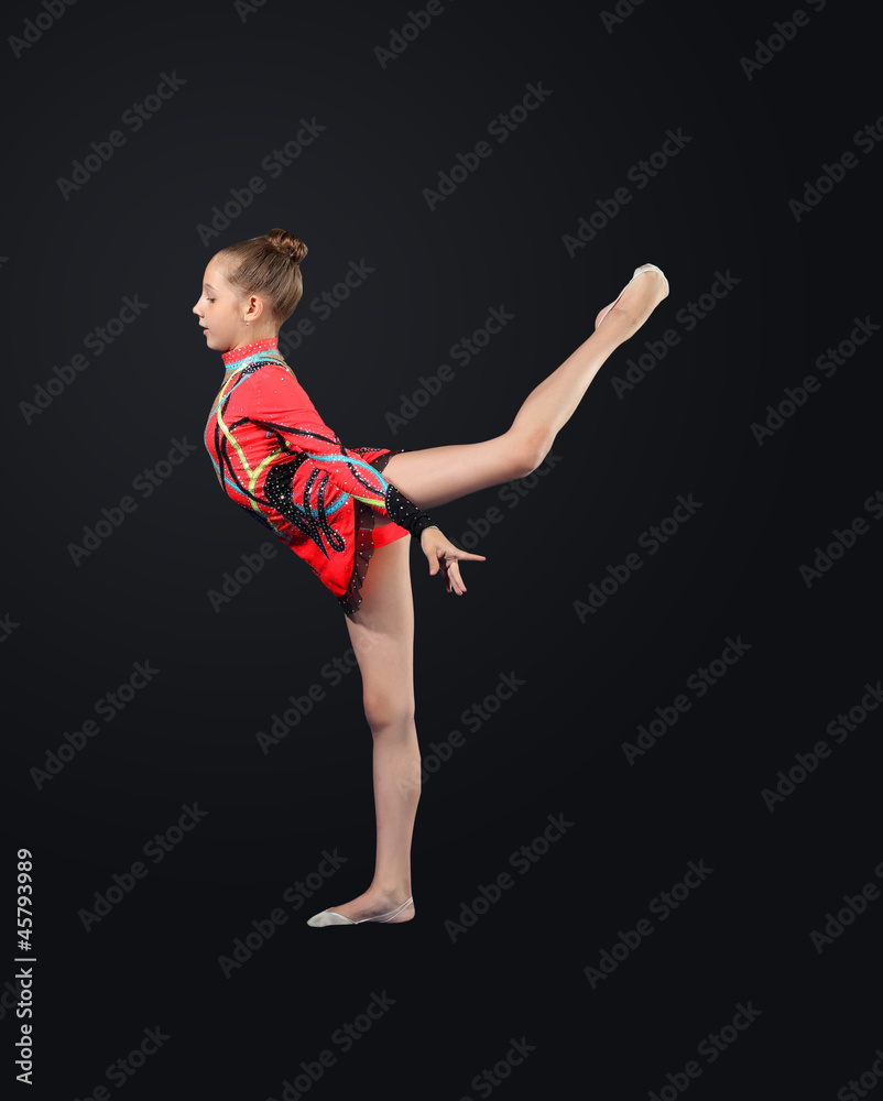 Young woman in gymnast suit posing Young woman in gymnast suit posing