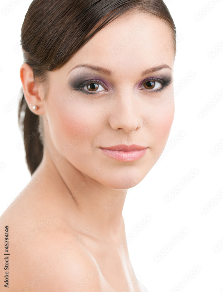Portrait of woman with makeup, isolated on white Portrait of woman with makeup, isolated on white