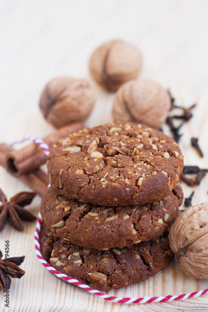 Christmas cookies,nuts and spices Christmas cookies,nuts and spices