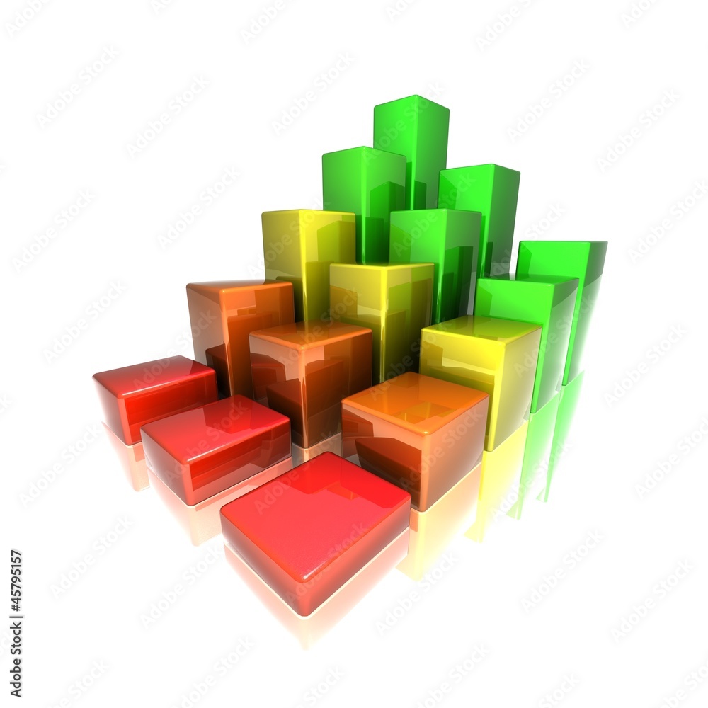 Obraz premium 3D rendered Color bar graph