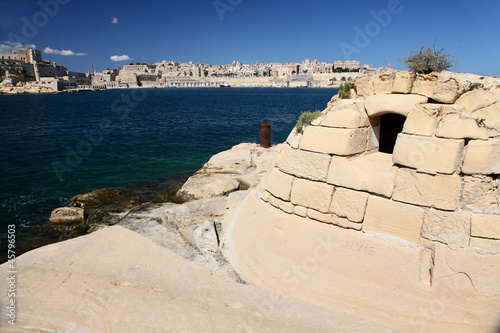 Air raid shelter and Grand harbour, Malta