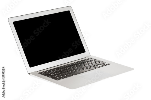 Modern laptop on white with shadow