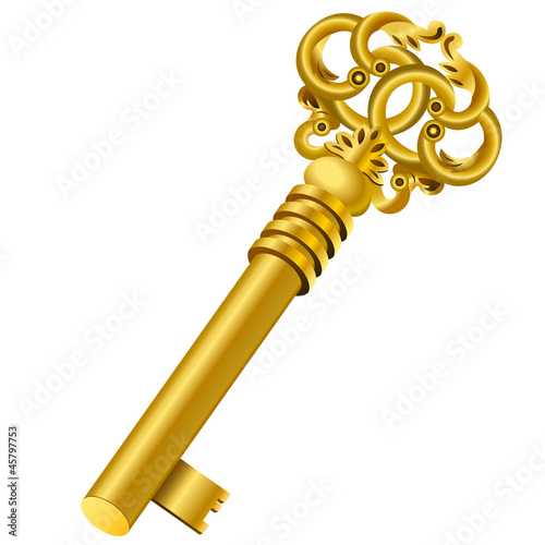 Vector golden key 3d style eps10 gradient
