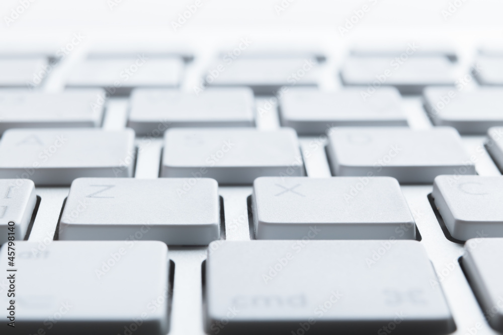 Close up of keys of white laptop keyboard Close up of keys of white laptop keyboard