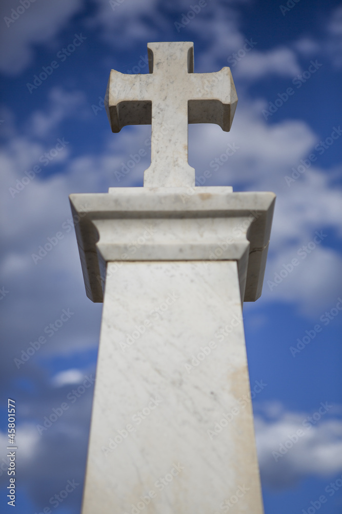 Christian Cross with blue sky