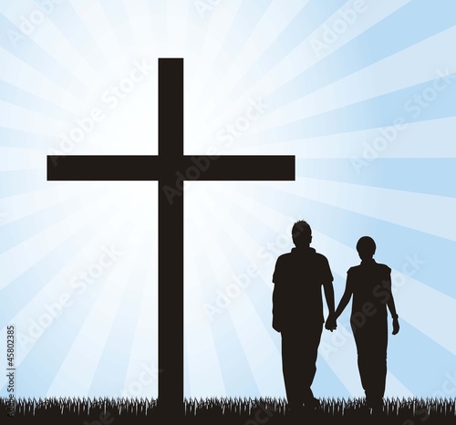 couple walking to the cross