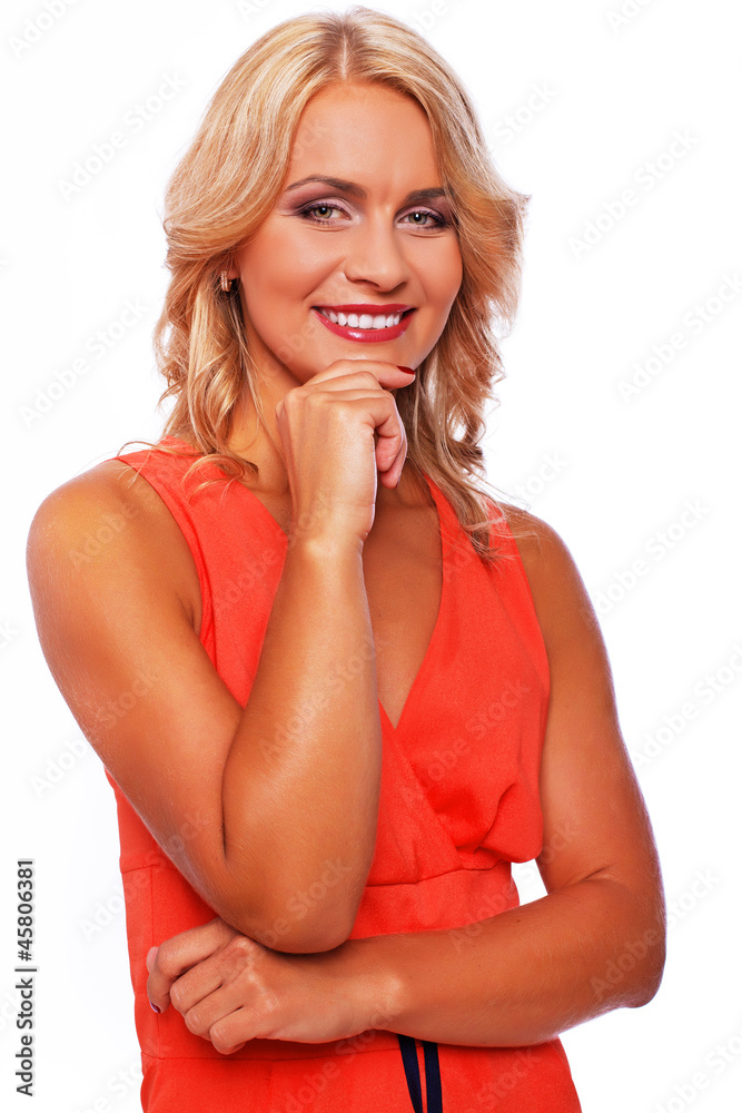 Portrait of beautiful girl posing on white background Portrait of beautiful girl posing on white background