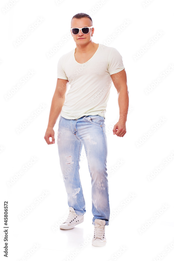 Portrait of handsome man posing in studio on white background Portrait of handsome man posing in studio on white background