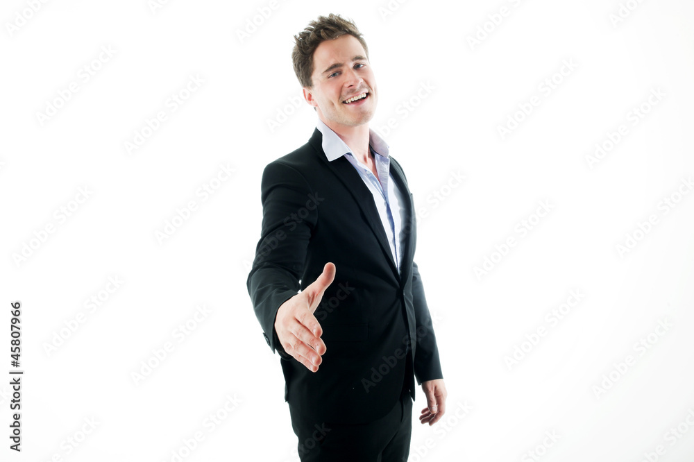 Homme acceuillant avec une poignée de main Homme acceuillant avec une poignée de main
