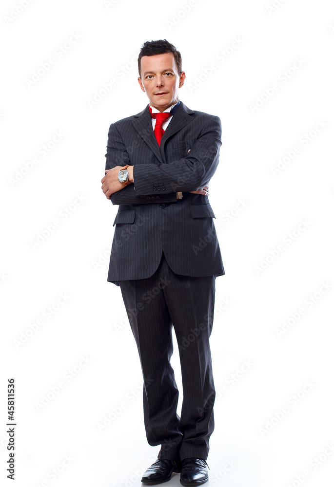 Portrait of handsome man posing in studio on white background in Portrait of handsome man posing in studio on white background in