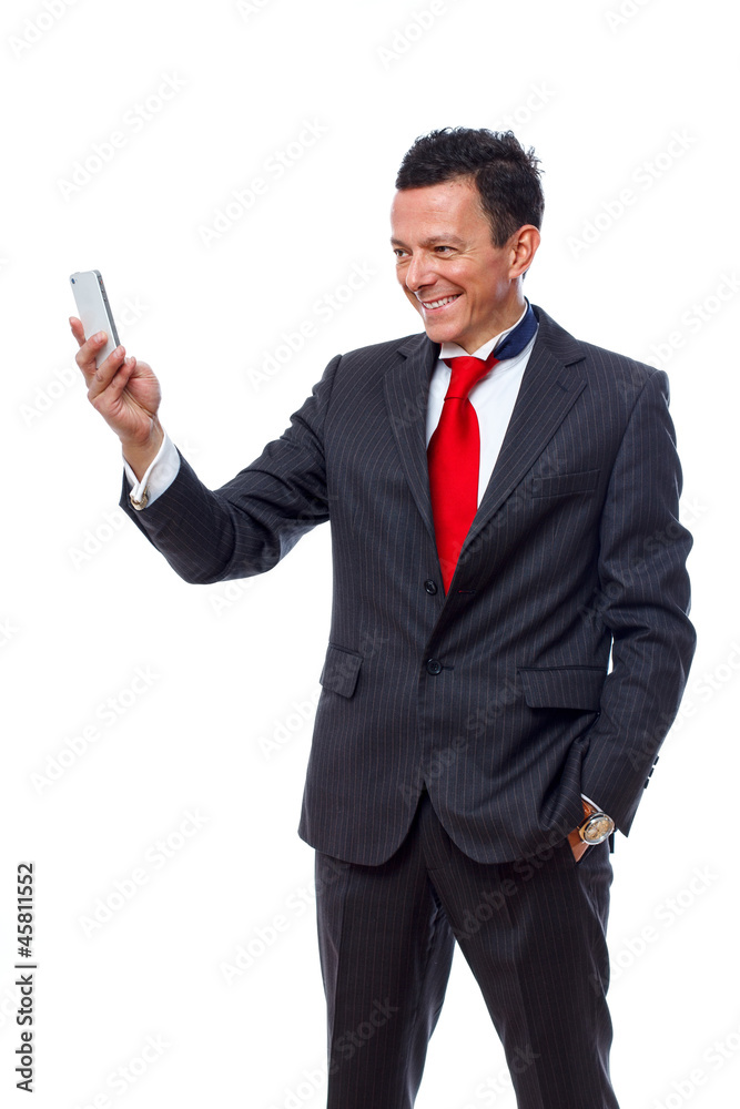 Portrait of handsome man posing in studio on white background wi Portrait of handsome man posing in studio on white background wi