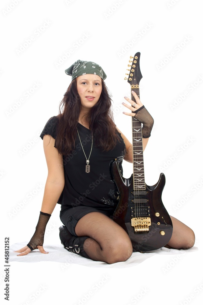 Beautiful woman with electro guitar Beautiful woman with electro guitar
