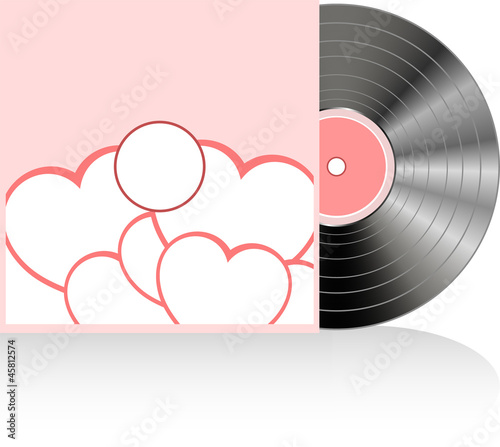 vinyl in cover with red love heart