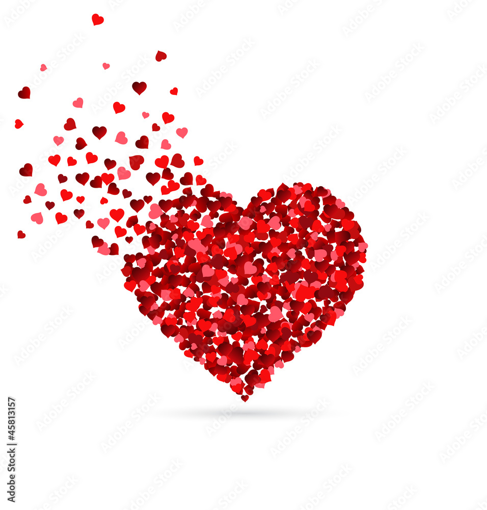 Hearts scattering from a heart shape