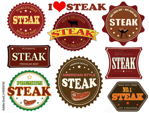Set of steak labels