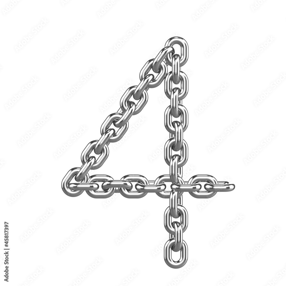 Obraz premium 3d Chain Numbers Font - 4