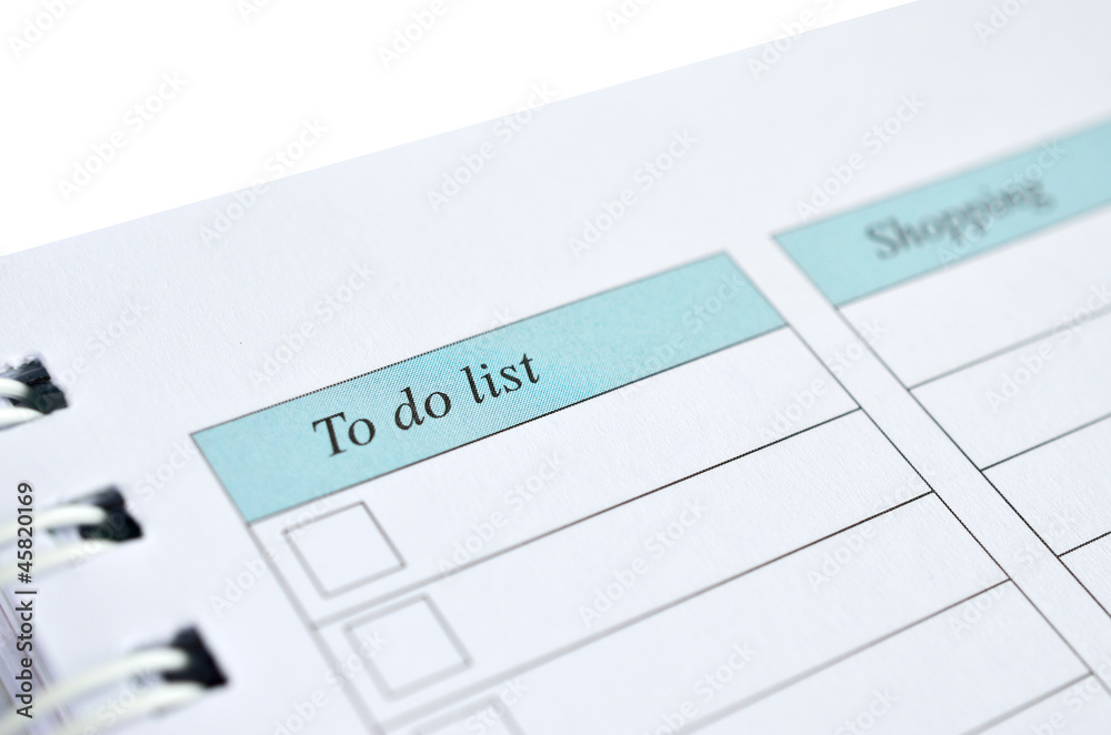 To do list and shopping on a notebook